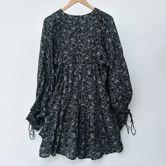 Shona Joy Denise Pintuck Babydoll Mini Balloon Puff Sleeve Short Floral Dress 10 - Picture 4 of 16